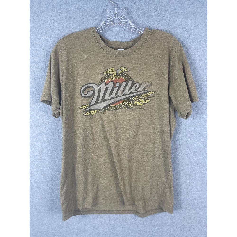 Miller‎ Beer T Shirt Men's Size S Brown Breweriana Bar Drinking